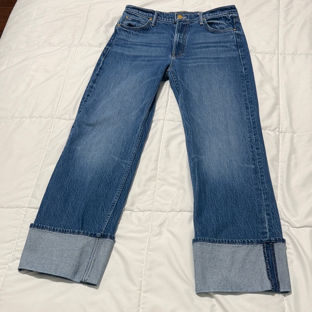 MOTHER Checkerboard Duster Flood Cuff  Bunny Wash Size 27 WomenJeans